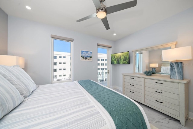 bedroom featuring ceiling fan