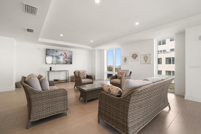 living room featuring light hardwood / wood-style floors