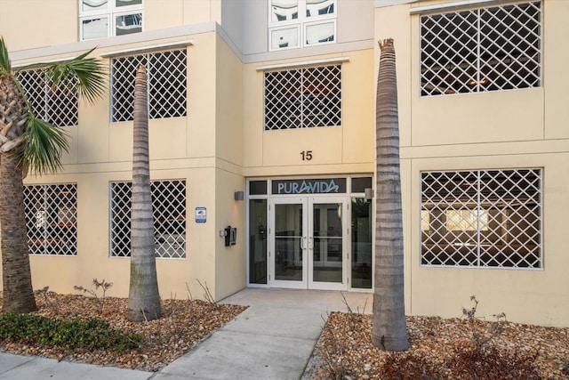 view of exterior entry with french doors