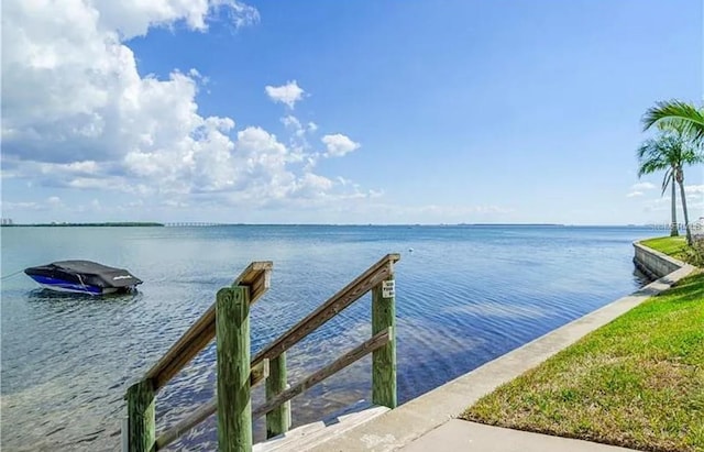 dock area featuring a water view