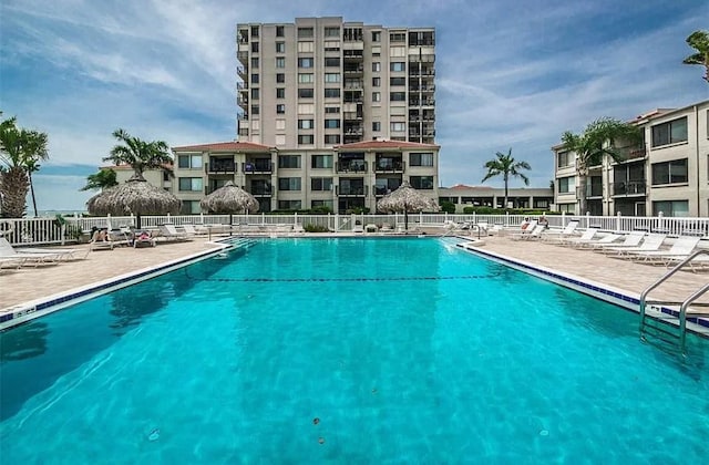 view of pool featuring a patio area