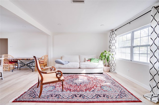 living room with light wood-type flooring