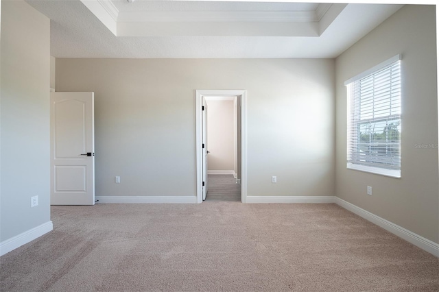 7849 Somersworth Dr, Kissimmee, FL 34747 - unfurnished bedroom with a raised ceiling, light colored carpet, and crown molding