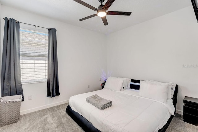 bedroom with carpet and ceiling fan