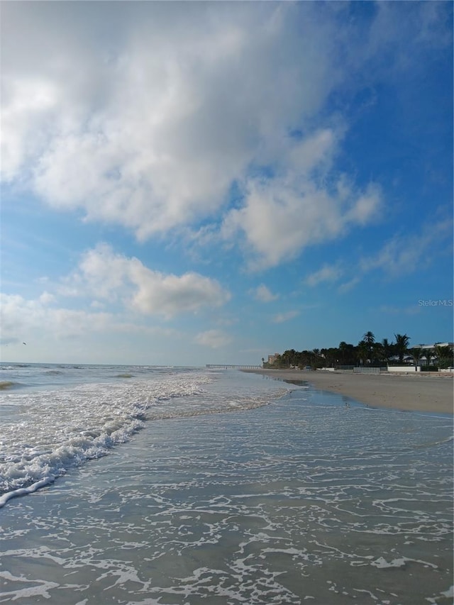 property view of water featuring a view of the beach