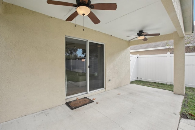 view of patio with ceiling fan