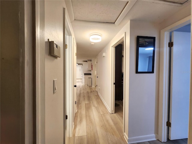 hall with light hardwood / wood-style flooring