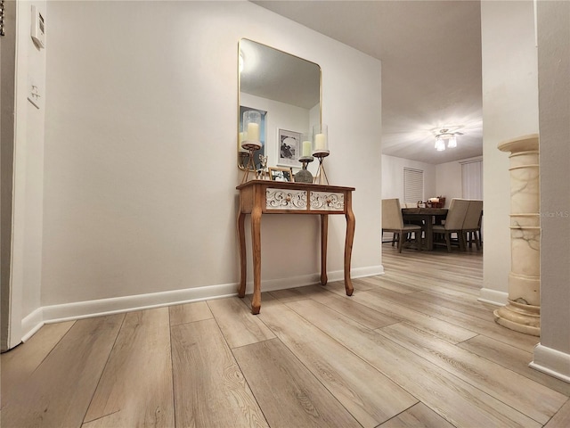 hall featuring light hardwood / wood-style flooring