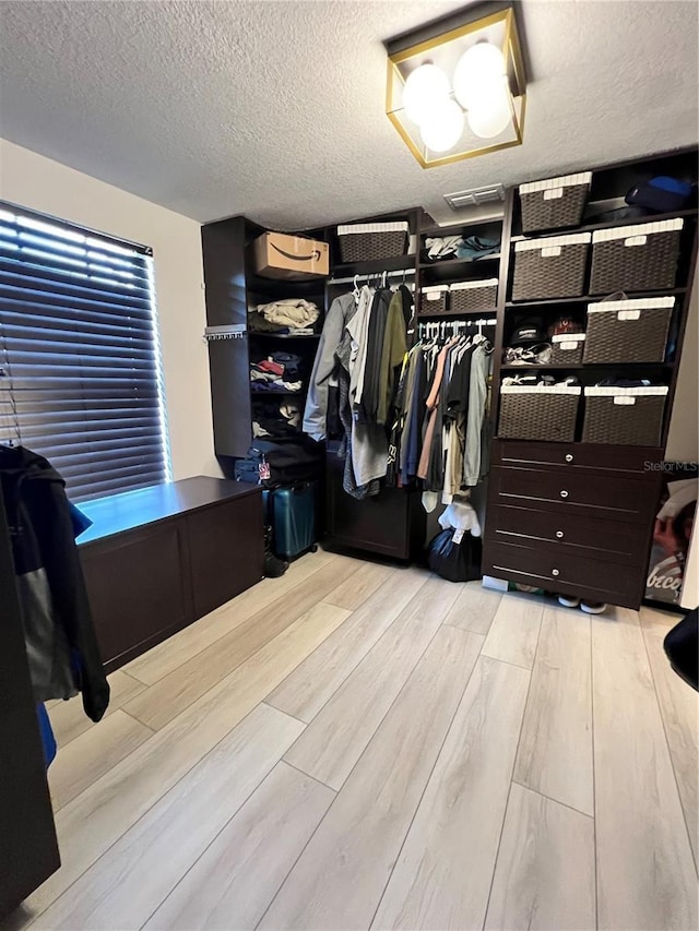 spacious closet featuring light wood-type flooring