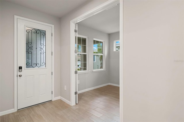 entryway with light wood-type flooring