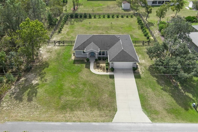 aerial view with a rural view