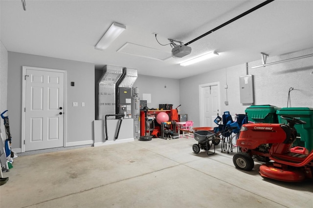 garage featuring electric panel and a garage door opener