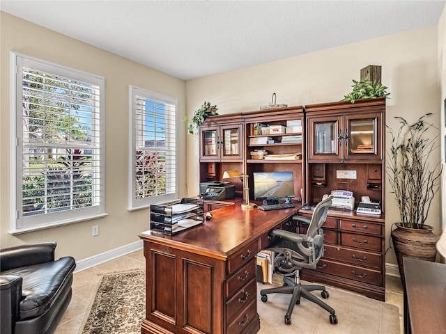 view of tiled office space