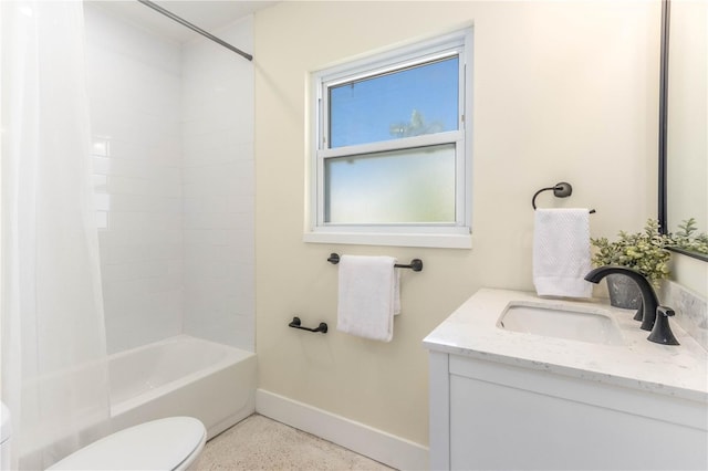 full bathroom featuring vanity, toilet, and tub / shower combination