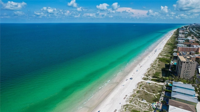 aerial view with a beach view and a water view