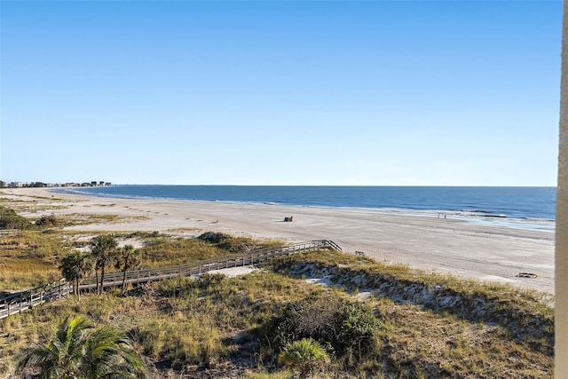 view of water feature featuring a beach view