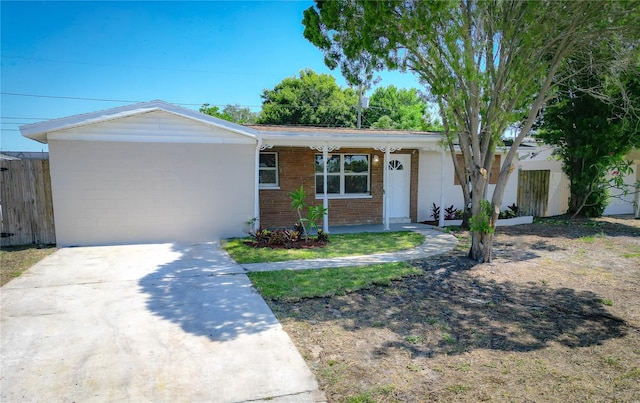 view of single story home