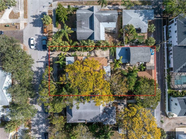 742 7th Ave N, Saint Petersburg, FL 33701 - aerial perspective of suburban area featuring property boundaries highlighted