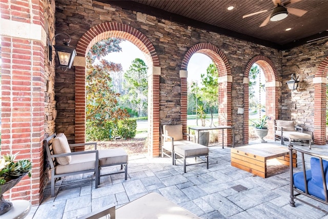 view of patio / terrace with ceiling fan