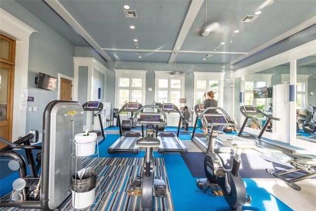 exercise room featuring a healthy amount of sunlight