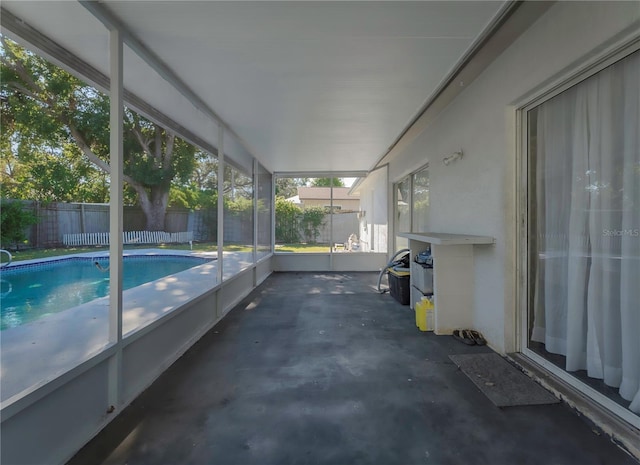 view of unfurnished sunroom