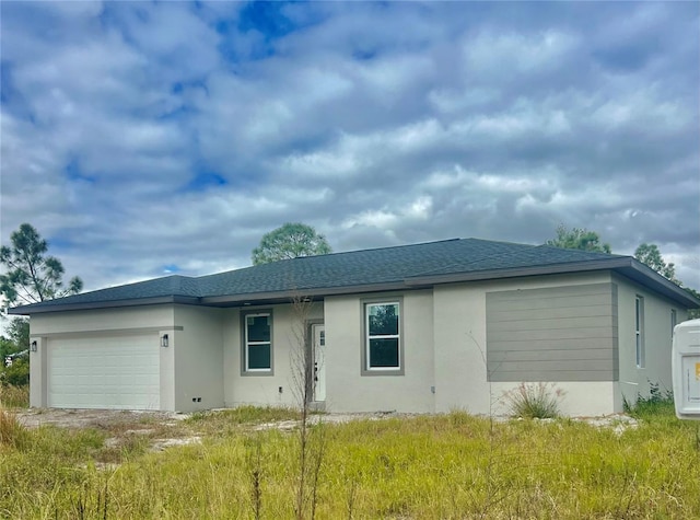 exterior space featuring a garage