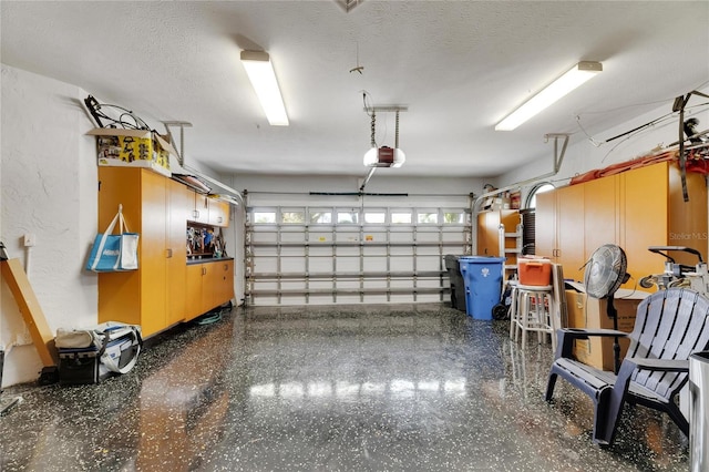 garage with a garage door opener