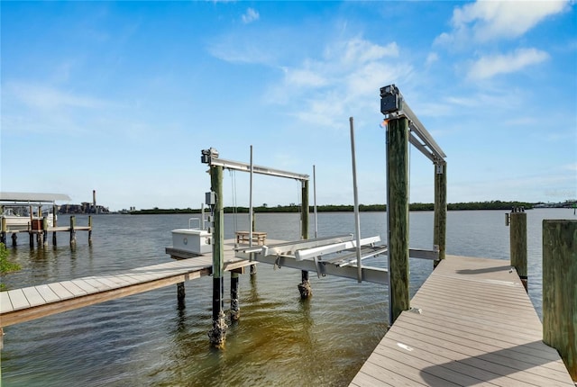 dock area featuring a water view