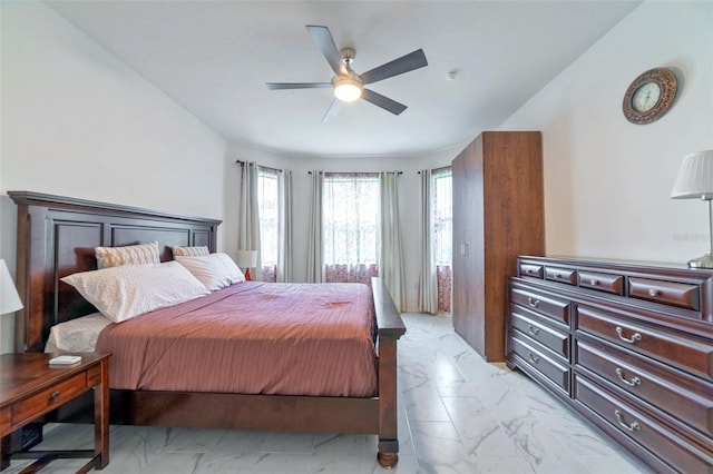 bedroom featuring ceiling fan