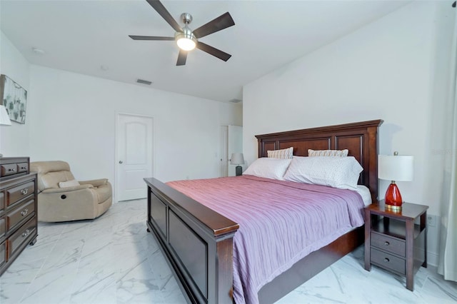 bedroom featuring ceiling fan