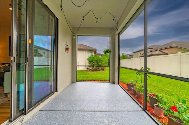 view of unfurnished sunroom