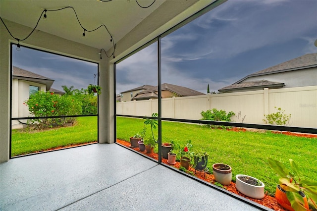 view of unfurnished sunroom