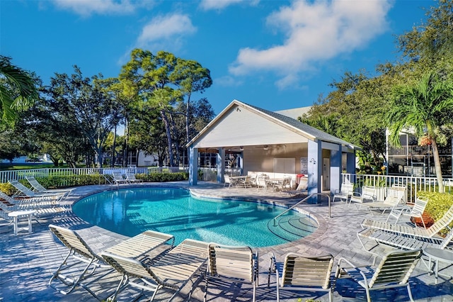 view of pool featuring a patio area