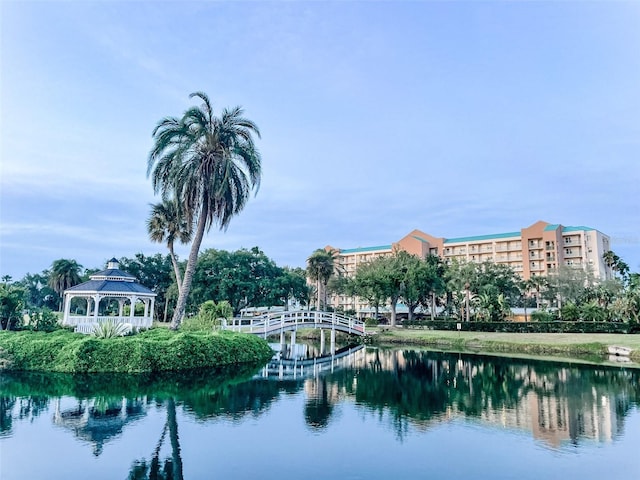 water view featuring a gazebo