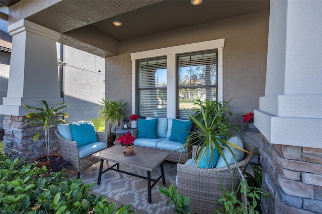 view of patio featuring an outdoor living space