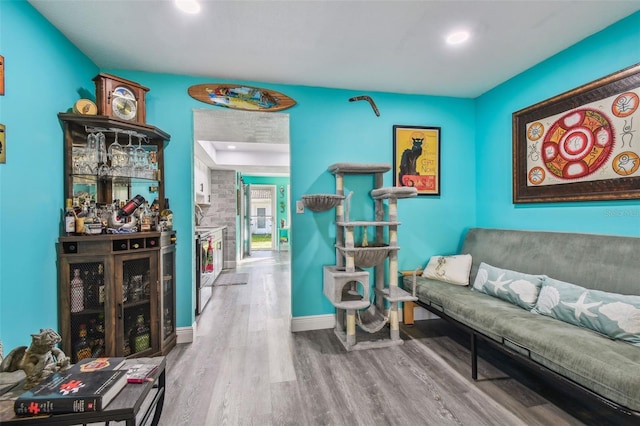 living area with wood-type flooring