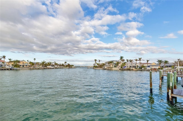 property view of water with a boat dock