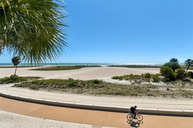 property view of water with a beach view