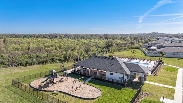 aerial view with a view of trees