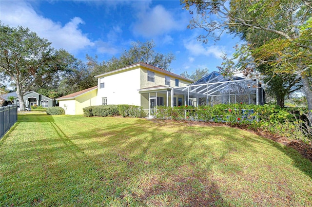 view of yard featuring a lanai