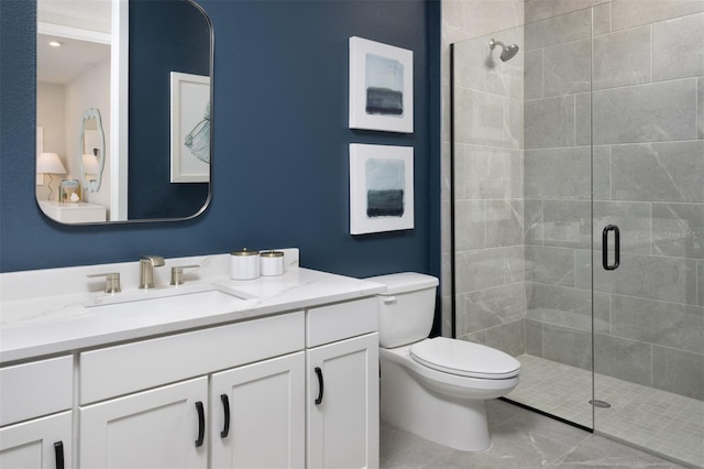 17390 Moonflower Dr Unit 102, Venice, FL 34293 - full bathroom with toilet, vanity, tile patterned flooring, and a shower stall