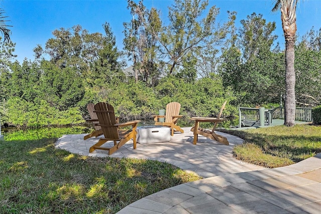 exterior space featuring a fire pit