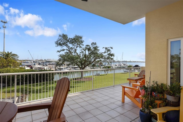 balcony with a water view