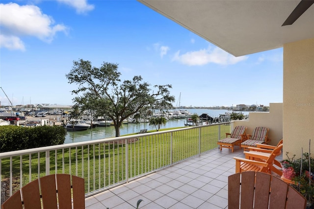 balcony with a water view