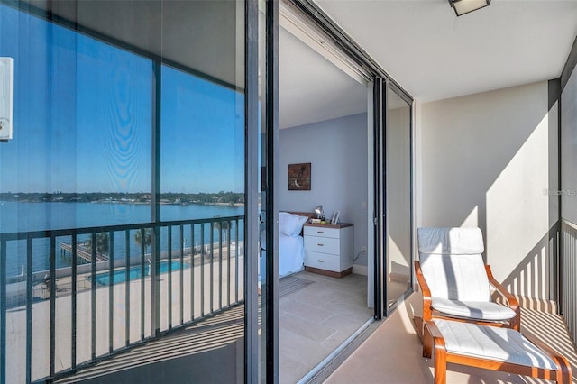 balcony with a water view