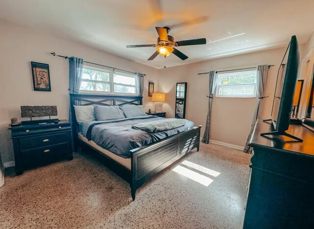 bedroom featuring ceiling fan