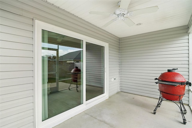 view of patio / terrace featuring ceiling fan