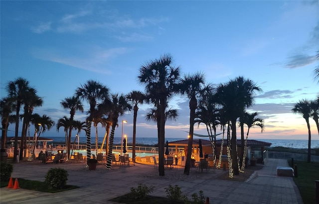 view of home's community with a water view