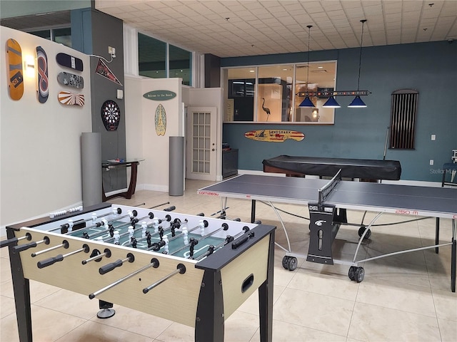 rec room featuring tile patterned floors