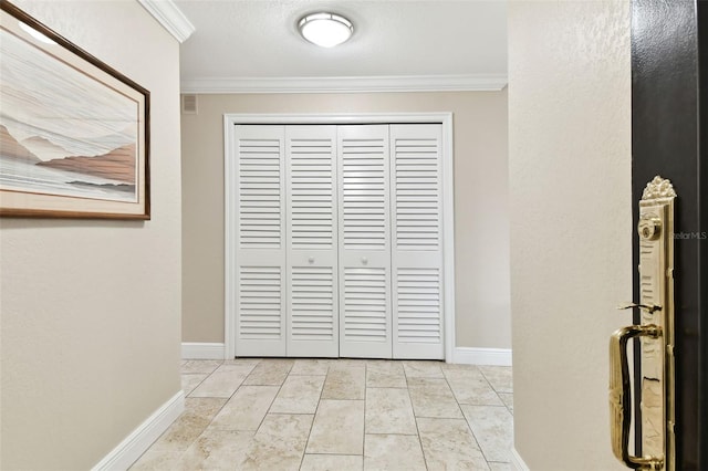 interior space with ornamental molding